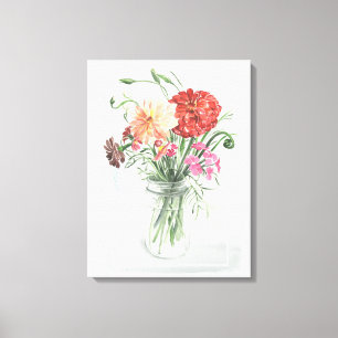 Toile Fleurs sauvages d'été - roses et rouges
