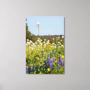 Toile Fleurs sauvages et moulin à vent dans Texas Hill C