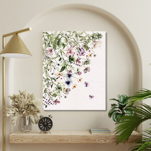 Toile Fleurs sauvages violettes à l'aquarelle