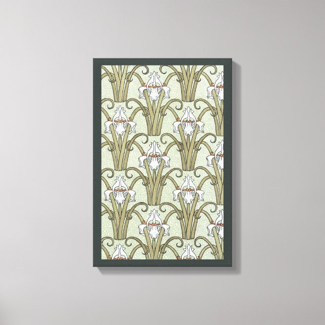 Toile Fleurs vintages Art Nouveau Iris dans un jardin (Recto)