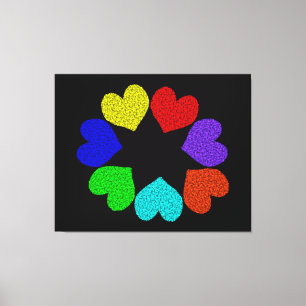 Toile Floral Arc-en-ciel Love Hearts Canvas Imprimer