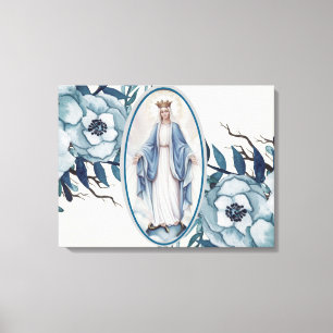 Toile Floral bleu   Dame de grâce   Vierge   Dentelle