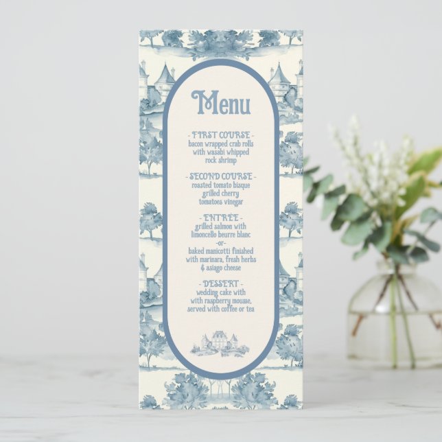 Toile Floral château Mariage Menu (Debout devant)