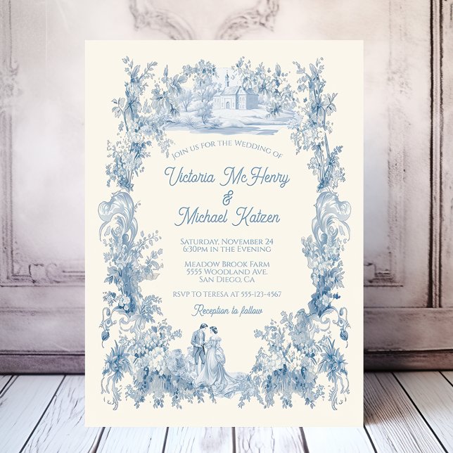 Toile Floral chateau Wedding Einladung (Von Creator hochgeladen)