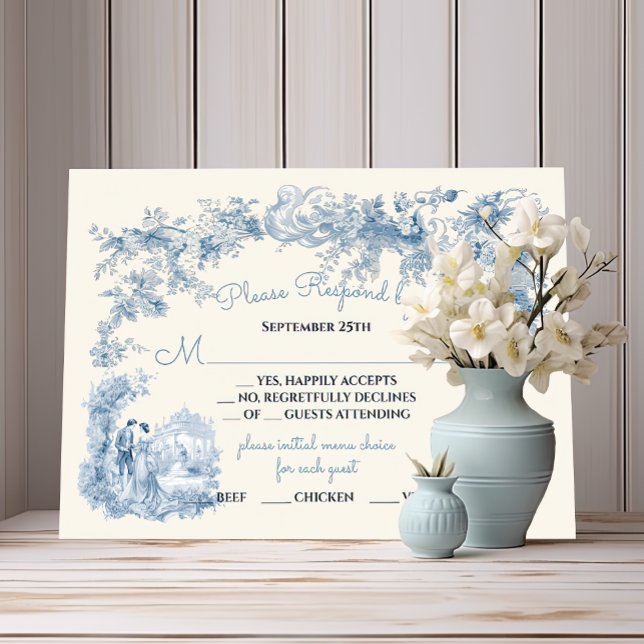 Toile Floral chateau Wedding RSVP Einladung (Von Creator hochgeladen)