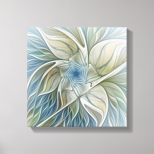 Toile Floral Dream Motif Abstrait Blue Khaki Fractal (Recto)