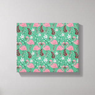 Toile Floral flamingo sans couture motif rose vert