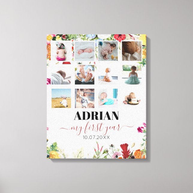 Toile Floral Garden Baby First Year Photo Collage (Recto)