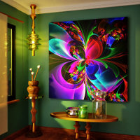 Floral moderne Art Abstrait Rouge Bleu Motif #12