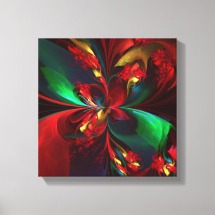 Toile Floral moderne Art Abstrait Rouge Vert Motif #11