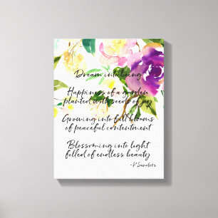 Toile Floral pourpre d'aquarelle rêveuse de poème