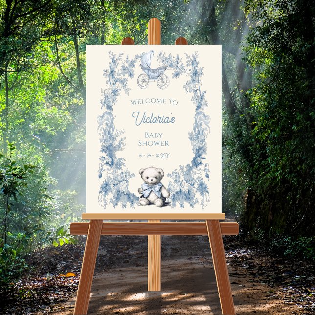 Toile Floral Teddy Bear Baby Dusche Begrüßungszeic Poster (Von Creator hochgeladen)