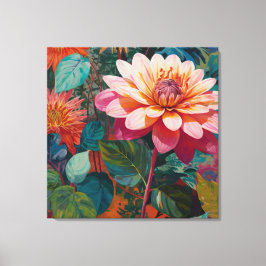 Toile Flore de jardin sauvage vibrant avec Gerbera rose 