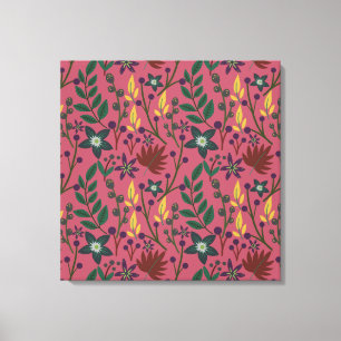Toile Flore sans couture motif fleurs rose feuille branc