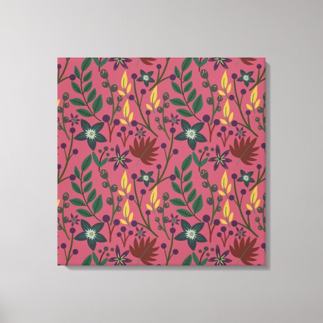 Toile Flore sans couture motif fleurs rose feuille branc (Recto)