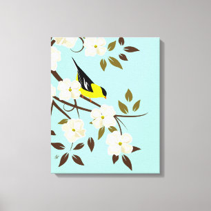Toile Flower Dogwood Branch et American Goldfinch