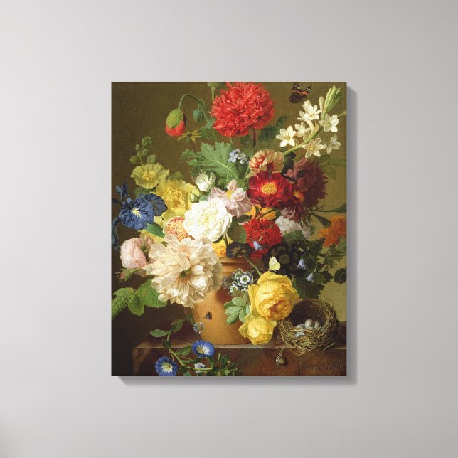 Toile Flower Still Life on a marble ledge, 1800-01 (Recto)