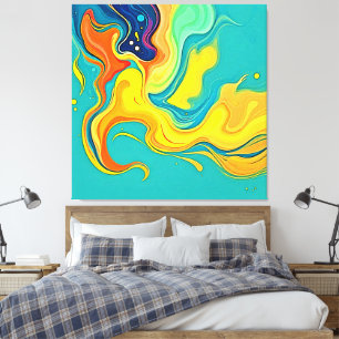 Toile Fluidité de la Joie : Vagues Abstraites
