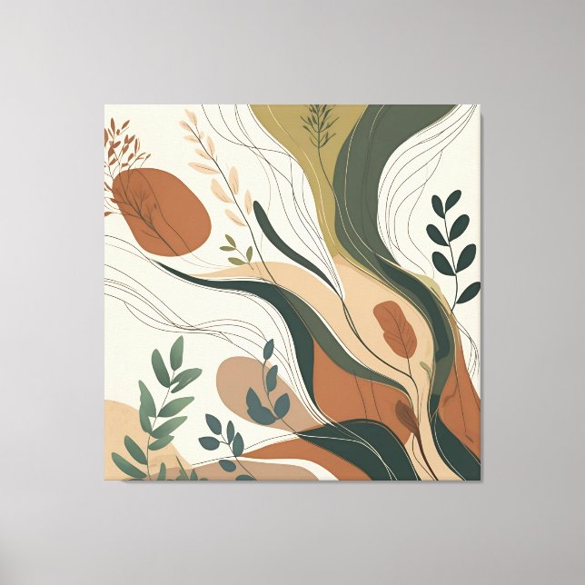 Toile Flux botanique - Nature Abstraite dans les tons de (Recto)