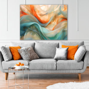 Toile Flux translucide : Abstrait en Orange, Taupe, Turq