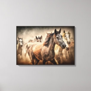 TOILE FONCTIONNEMENT DE CHEVAUX SAUVAGES. CHEVAL