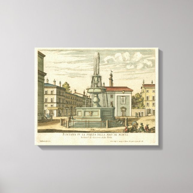 Toile Fontaine italienne en ville Carré par Falda (Recto)