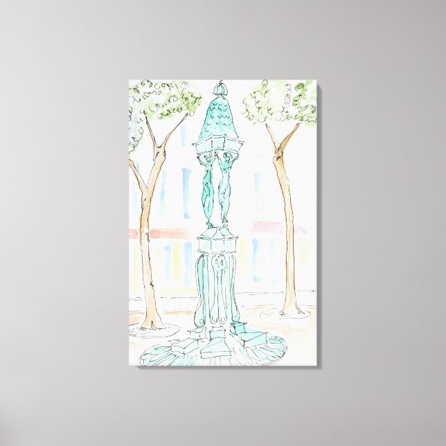 Toile Fontaine Wallace sur la rue Brea | Paris, France (Recto)