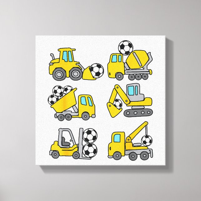 Toile Football Ball Kids Football Construction Camions (Recto)
