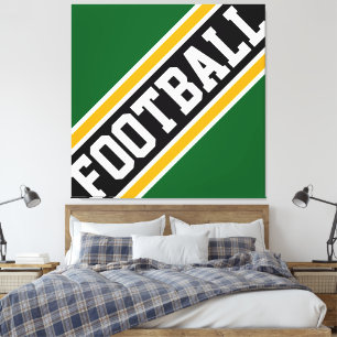 Toile FOOTBALL Forêt amusante Vert noir orange rayures