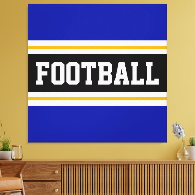 Toile FOOTBALL Vivid Bleu Noir Blanc Jaune Stripes (Insitu(Salon))