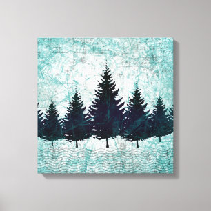 Toile Forêt à feuillage persistant rustique affligée