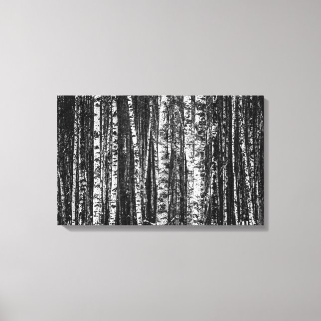 Toile Forêt Abstraite de Birch Noir et Blanc (Recto)