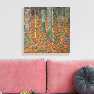 Toile Forêt de bouleau par Gustav Klimt, Art Nouveau Vin