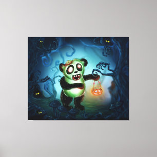 Toile Forêt de Zombie Panda Halloween