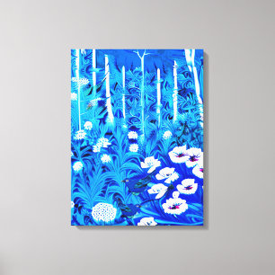 Toile Forêt d'Imaginaires avec fleurs et oiseaux