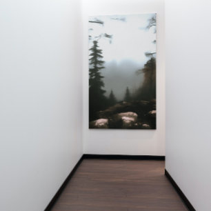 Toile Forêt du matin brouillard au-delà du paysage du ru