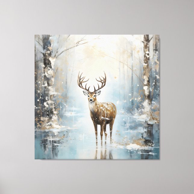 Toile Forêt givre Cerf (Recto)