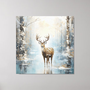 Toile Forêt givre Cerf
