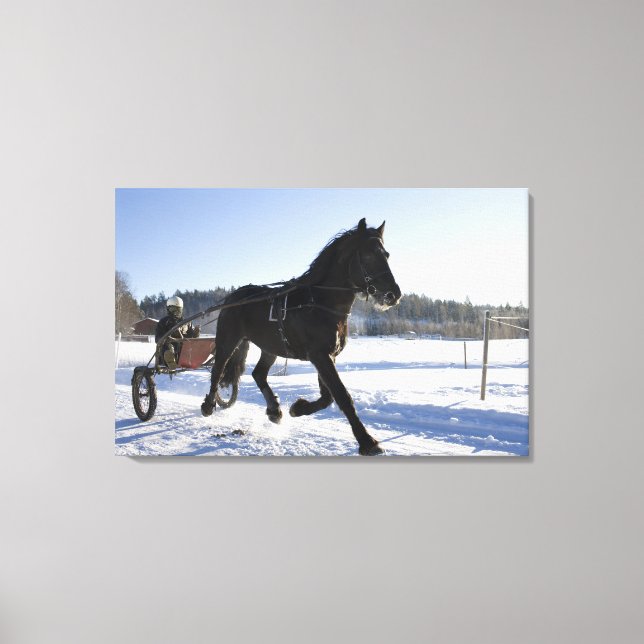 Toile Formation des chevaux dans un paysage hivernal, (Recto)