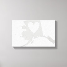 Forme de l'état de l'Alaska avec coeur