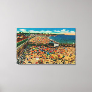 Toile Foules sur la plage, Père Noël CruzSanta Cruz, CA