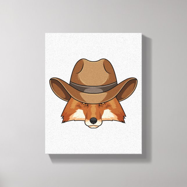 Toile Fox comme Cowboy avec Casquette (Recto)