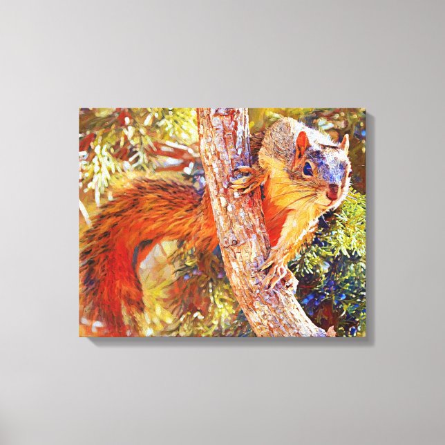 Toile Fox Squirrel Fermer l'art photographique Imprimer (Recto)