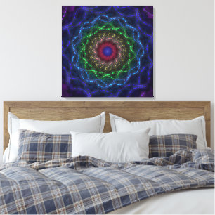 Toile Fractale Mandala Néon
