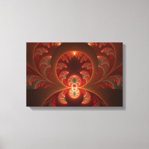 Toile Fractale orange rouge moderne abstraite lumineuse