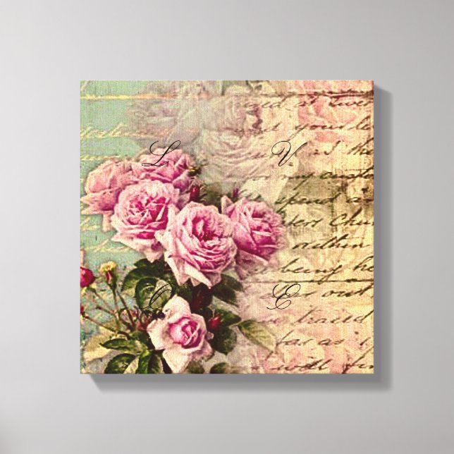 Toile francais chic, shabby chic, roses roses roses, flo (Recto)