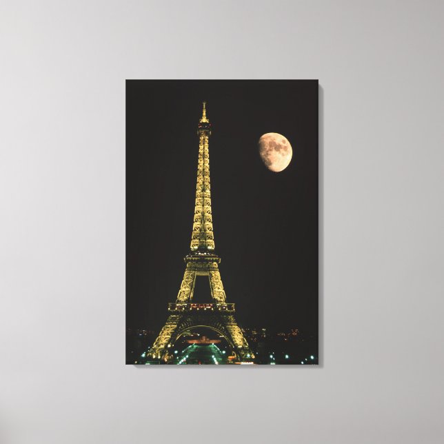Toile France, Paris. Tour Eiffel la nuit avec (Recto)