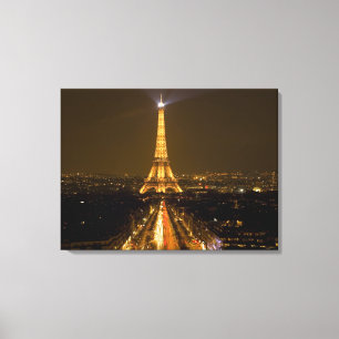 Toile France, Paris. Vue nocturne de la Tour Eiffel