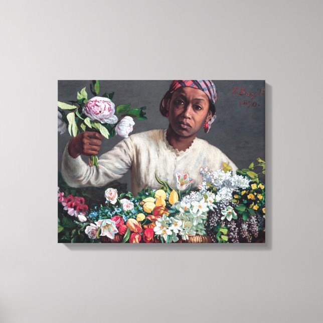Toile Frédéric Bazille - Jeune femme aux pivoines (Recto)