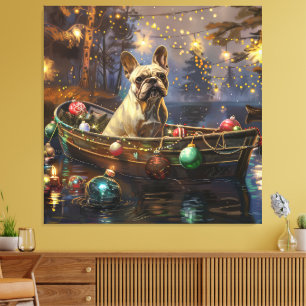 Toile French Bulldog Christmas Festive Voyage